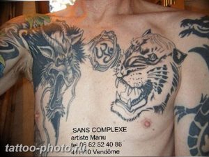 фото тату тигр и дракон 07.12.2018 №041 - tattoo tiger and dragon - tattoo-photo.ru